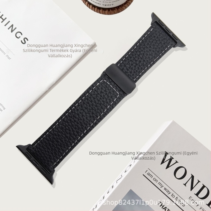 Lychee-textúrájú bőrszíj Apple Watch-hoz mágneses hajtogatós csattal (38/40/41mm, 42/44/45mm)