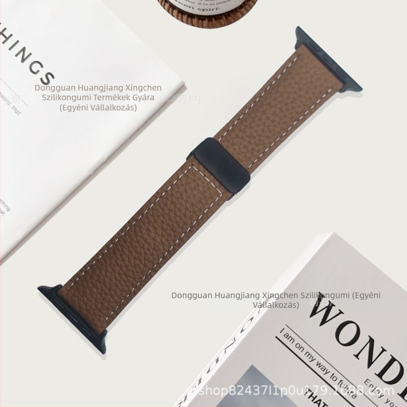 Lychee-textúrájú bőrszíj Apple Watch-hoz mágneses hajtogatós csattal (38/40/41mm, 42/44/45mm)