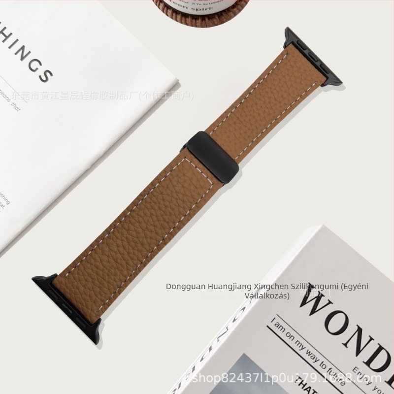 Lychee-textúrájú bőrszíj Apple Watch-hoz mágneses hajtogatós csattal (38/40/41mm, 42/44/45mm)