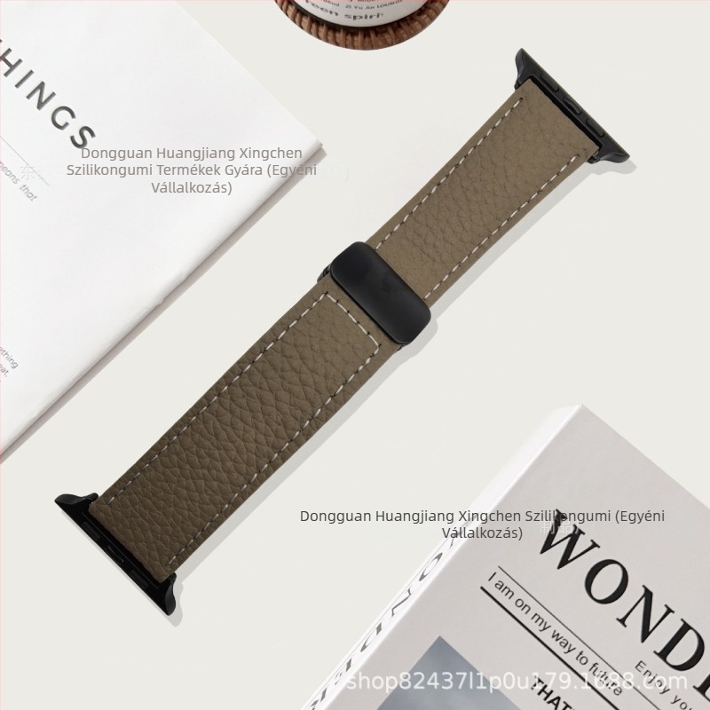 Lychee-textúrájú bőrszíj Apple Watch-hoz mágneses hajtogatós csattal (38/40/41mm, 42/44/45mm)