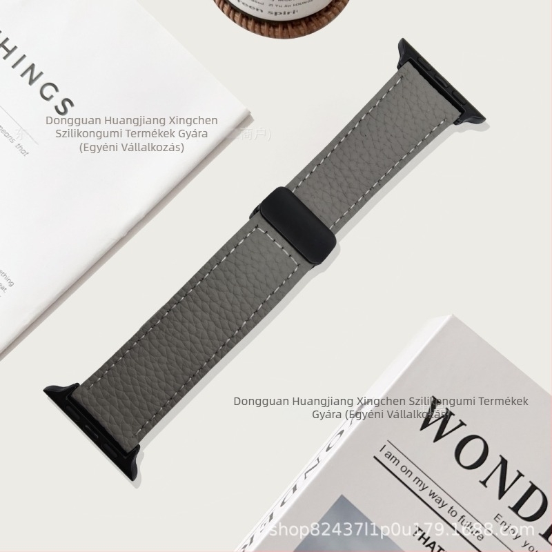 Lychee-textúrájú bőrszíj Apple Watch-hoz mágneses hajtogatós csattal (38/40/41mm, 42/44/45mm)