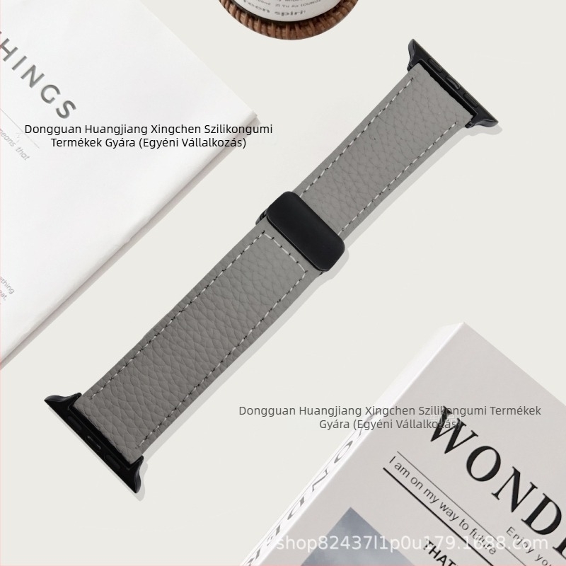 Lychee-textúrájú bőrszíj Apple Watch-hoz mágneses hajtogatós csattal (38/40/41mm, 42/44/45mm)