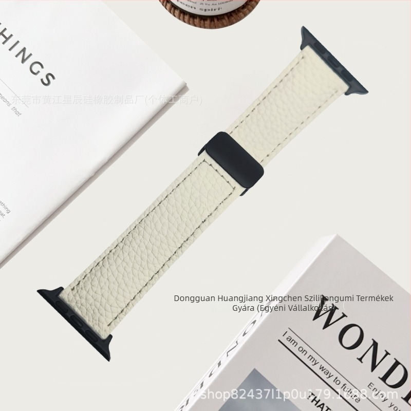 Lychee-textúrájú bőrszíj Apple Watch-hoz mágneses hajtogatós csattal (38/40/41mm, 42/44/45mm)