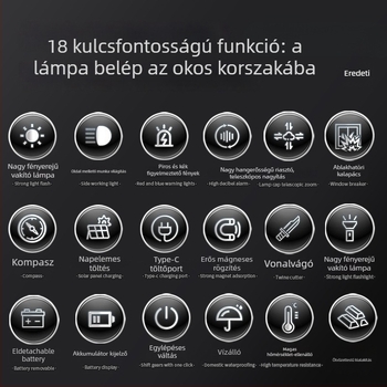 Autóbiztonsági kalapács LED zseblámpával, 4-in-1 ablakbetörő és mentőeszköz