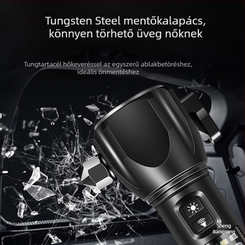 Autóbiztonsági kalapács LED zseblámpával, 4-in-1 ablakbetörő és mentőeszköz