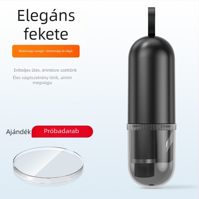 Autós biztonsági kalapács üvegfelnyitővel és beépített vágóéggel, ABS 29 g, semleges márka, testreszabható