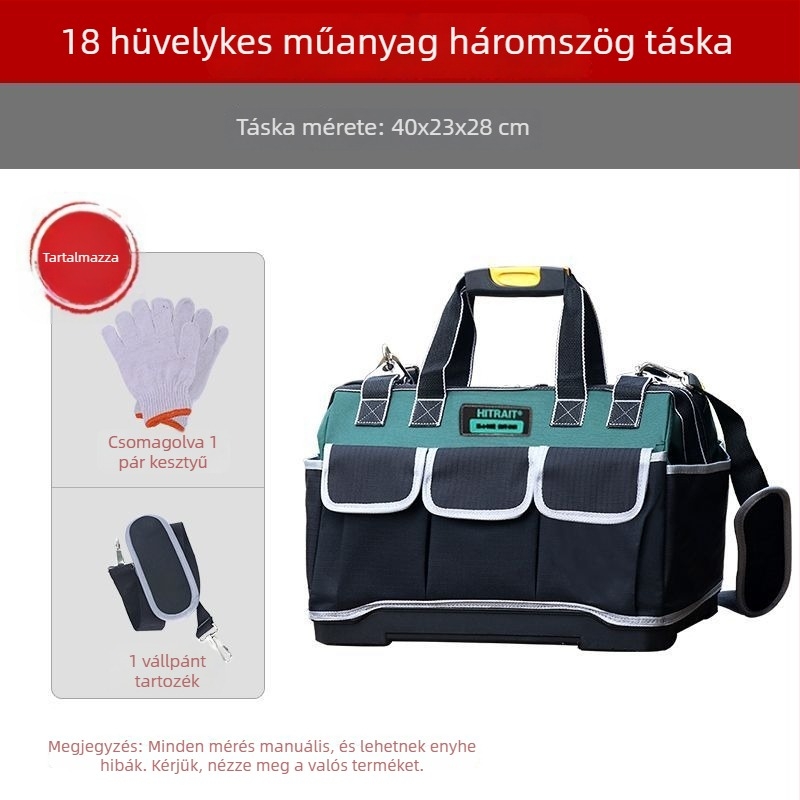Görgős vászon szerszámtáska - masszív, kopásálló, extra vastag, nagy kapacitású, villanyszerelőknek