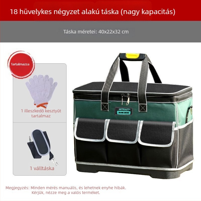 Görgős vászon szerszámtáska - masszív, kopásálló, extra vastag, nagy kapacitású, villanyszerelőknek