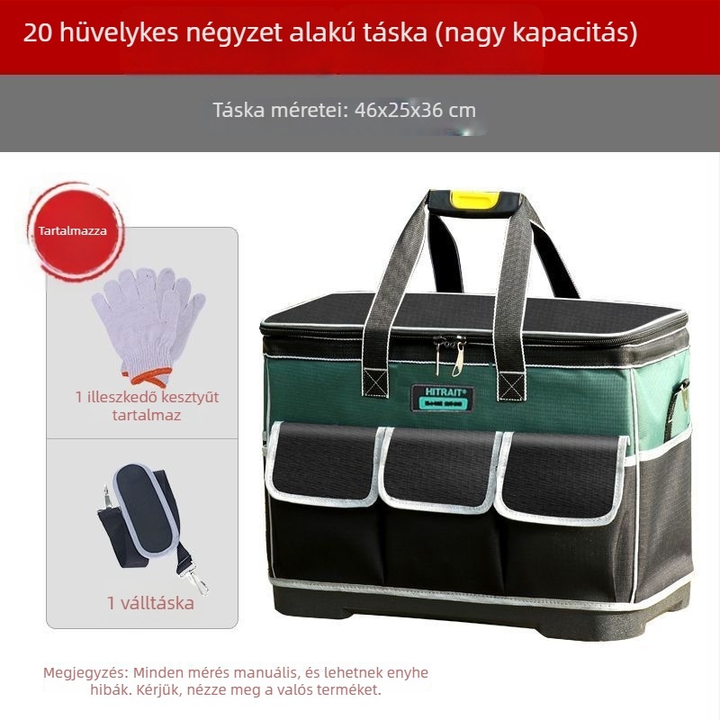 Görgős vászon szerszámtáska - masszív, kopásálló, extra vastag, nagy kapacitású, villanyszerelőknek