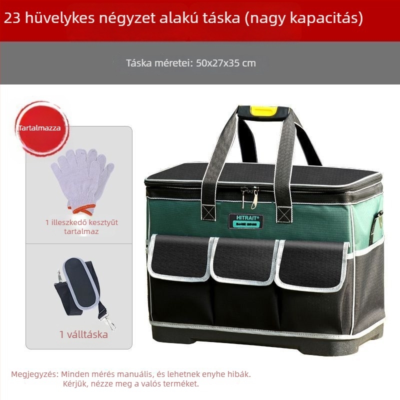 Görgős vászon szerszámtáska - masszív, kopásálló, extra vastag, nagy kapacitású, villanyszerelőknek