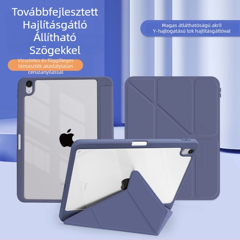 iPad 11 védőtok, 10,2 hüvelykes, átlátszó Air13, akril, két az egyben, vékony és könnyű