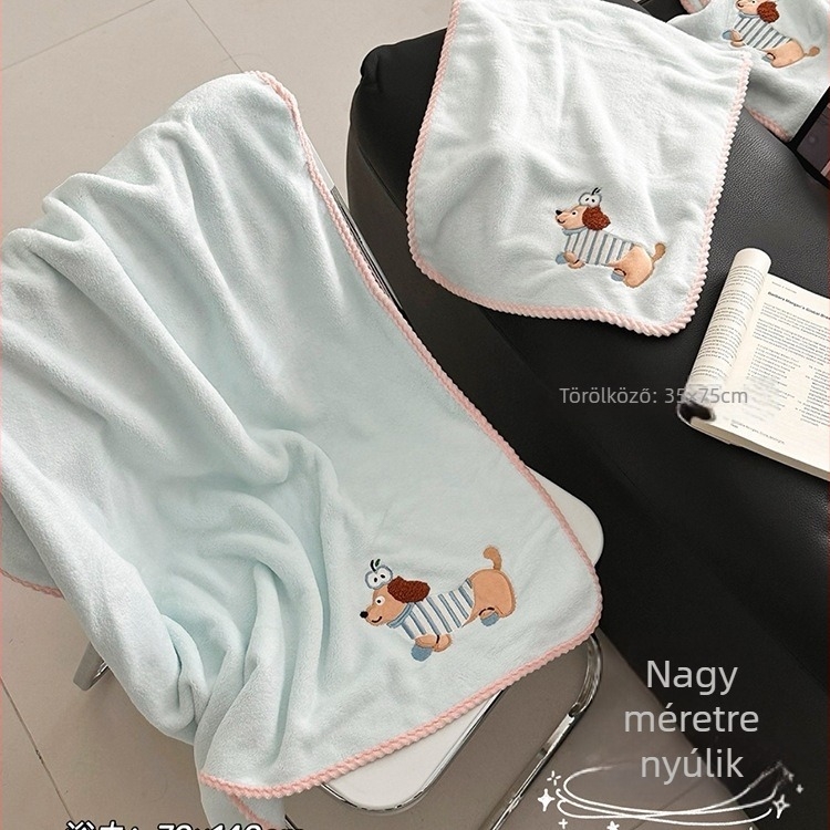 Három darab mikroszálas törölközőből álló fürdőkészlet hajszárító sapkával, könnyű, egyenként kevesebb mint 100 g, 150D Jacquard szövés