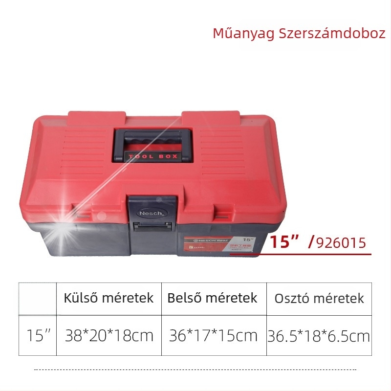 Műanyag szerszámtároló doboz – kétszintes vastagított kialakítás, szerszámok tárolására, váz anyaga: műanyag/vas, eredet: Shandong