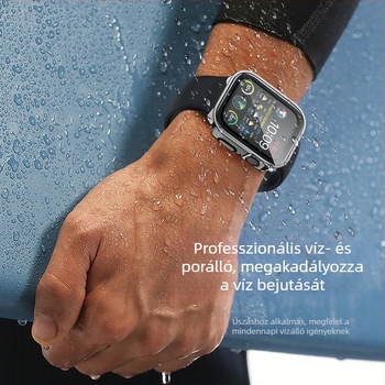 S11 elektropolírozott vízálló Apple Watch védőtok integrált képernyővédővel, kompatibil S10-tel (42/46 mm és 41/45/40/44 mm méretek)