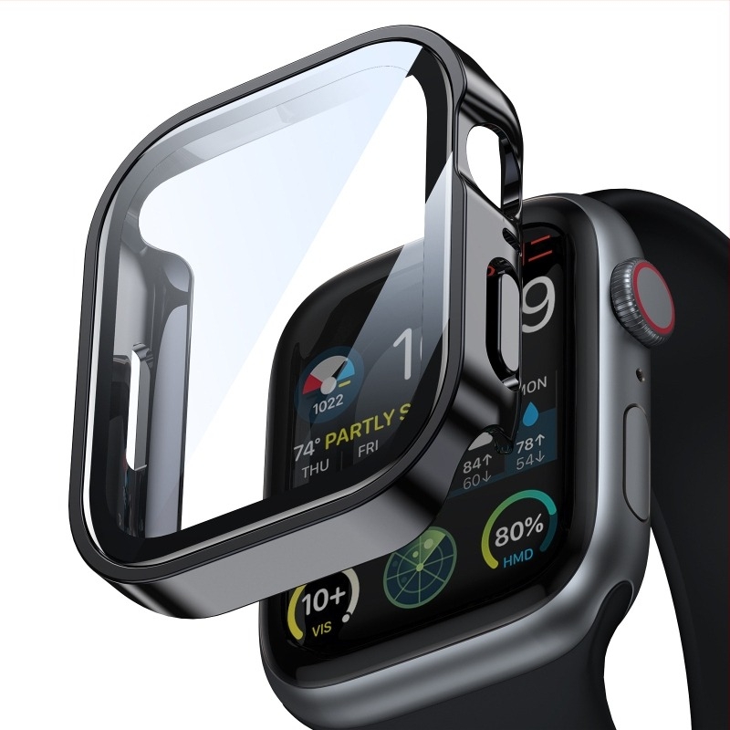 S11 elektropolírozott vízálló Apple Watch védőtok integrált képernyővédővel, kompatibil S10-tel (42/46 mm és 41/45/40/44 mm méretek)