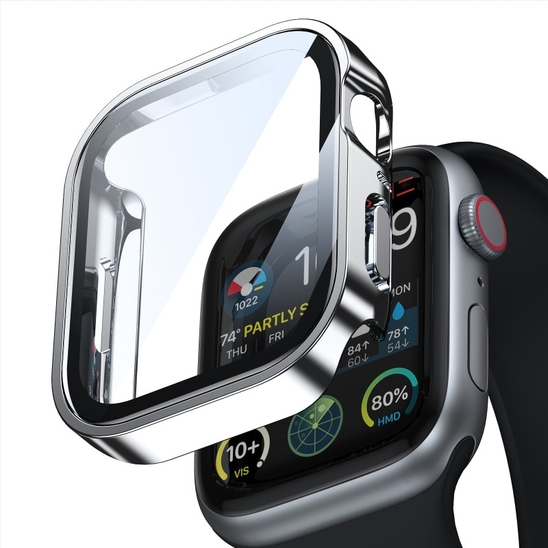 S11 elektropolírozott vízálló Apple Watch védőtok integrált képernyővédővel, kompatibil S10-tel (42/46 mm és 41/45/40/44 mm méretek)
