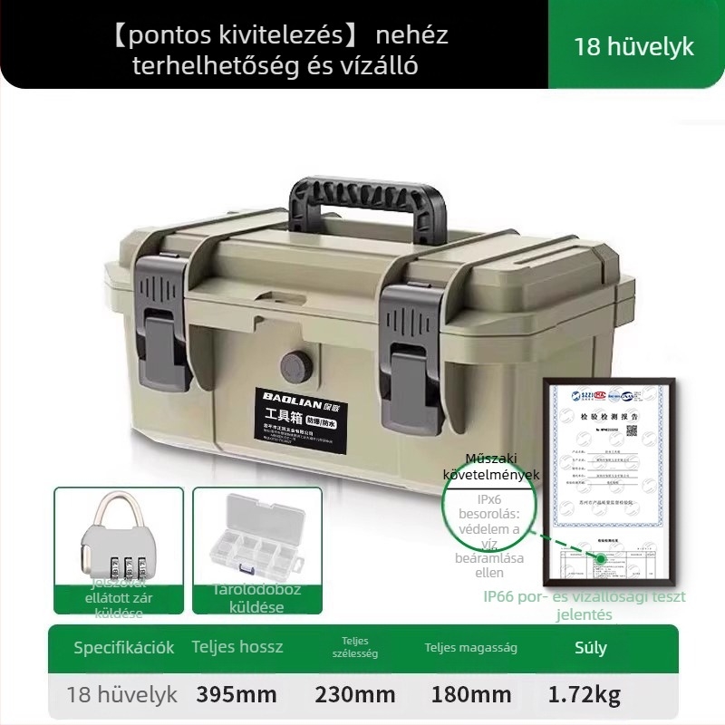 Műanyag szerszámtároló doboz bőrönd-stílusban — többfunkciós hardver- és villanyszerelő szerszámtároló (Anyag: műanyag; Stílus: bőrönd; Fő felhasználások: többfunkciós, hardver, villanyszerelő)