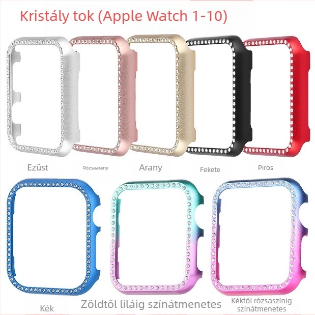 Egy soros gyémántos tokk Apple Watch-hoz — védőtok alumíniumötvözetből, kivágott fémkeret, 910SE