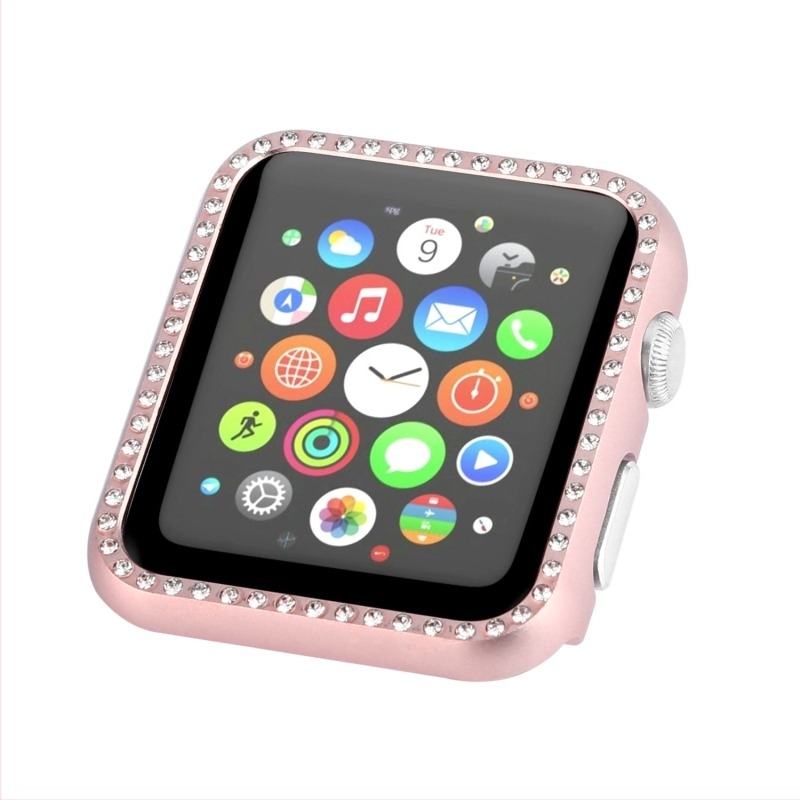 Egy soros gyémántos tokk Apple Watch-hoz — védőtok alumíniumötvözetből, kivágott fémkeret, 910SE