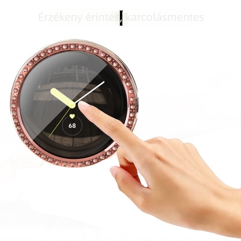 Google Pixel Watch 1–2 generációhoz készült védőtok üreges dizájnnal és egy sor gyémánttal
