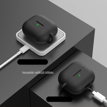 AirPods 4 szilikon védőtok – ütésálló, injektált öntéssel készített, kulcstartó négylevelű lóhere mintával