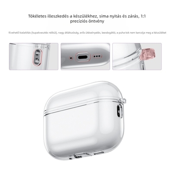 TPU átlátszó védőtok AirPods Pro 3. generációhoz – töltő- és tároló doboz