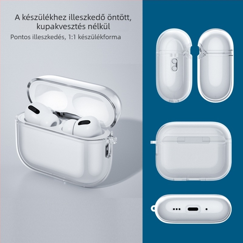 TPU átlátszó védőtok AirPods Pro 3. generációhoz – töltő- és tároló doboz