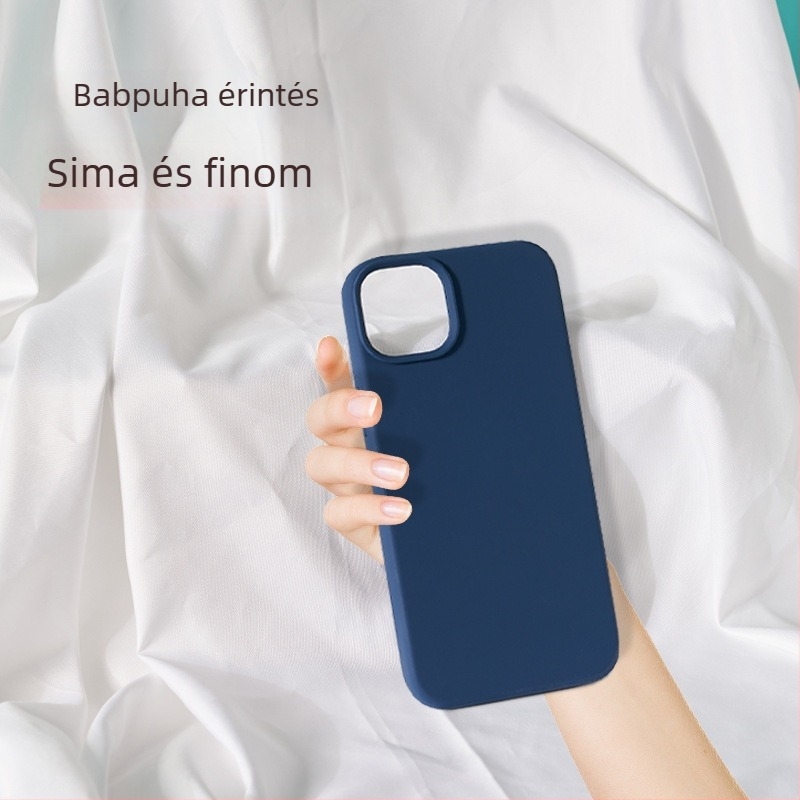 Folyékony szilikon tok teljes lefedettséggel és ütésálló védelemmel iPhone 14 Pro Max és 14 Plus számára