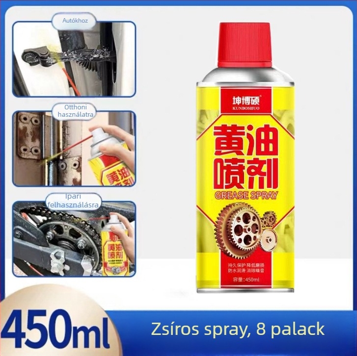 Ajtózárak és ablakpántok kenőspray; rozsda eltávolítás és kenés; hőállóság 99°C-ig