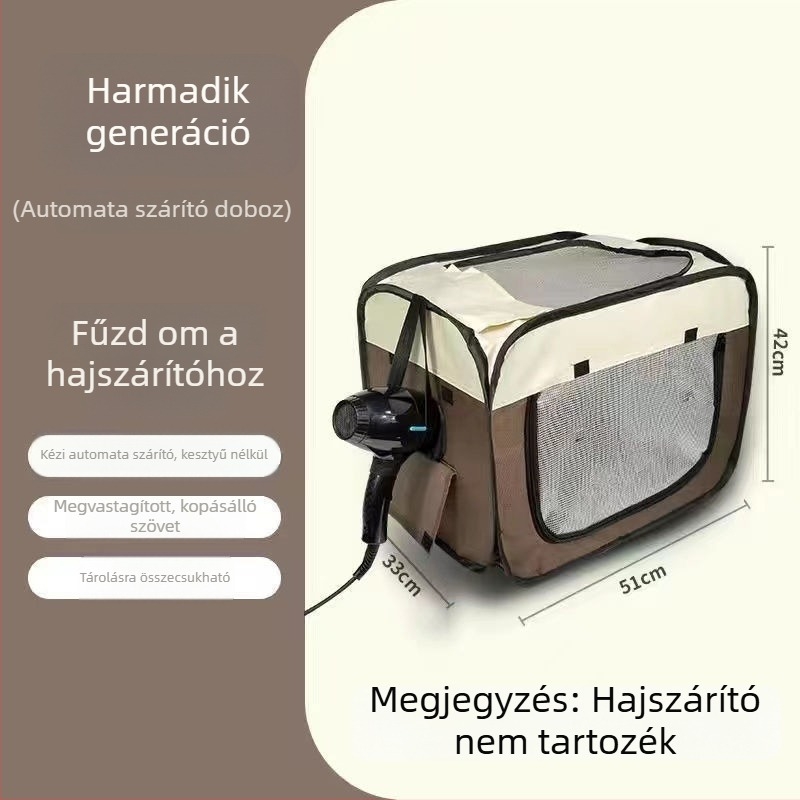 3. generációs háziállat-szárító doboz macskáknak, teljesen automata otthoni használatra, teljesítmény <1000W, feszültség ≤36V