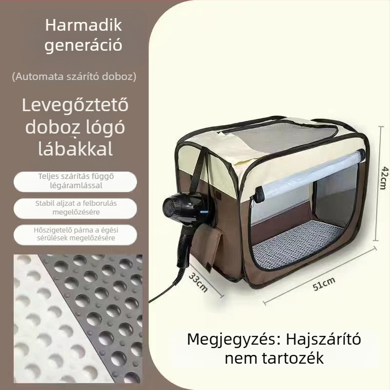 3. generációs háziállat-szárító doboz macskáknak, teljesen automata otthoni használatra, teljesítmény <1000W, feszültség ≤36V