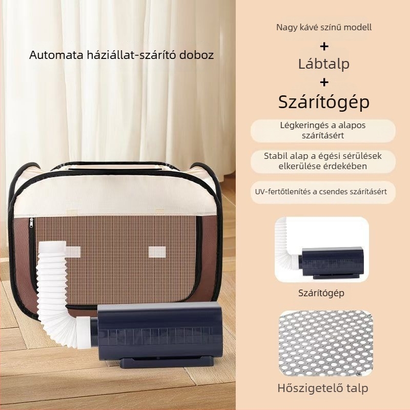 3. generációs háziállat-szárító doboz macskáknak, teljesen automata otthoni használatra, teljesítmény <1000W, feszültség ≤36V