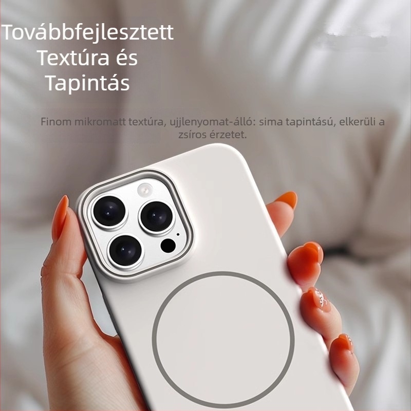 Polikarbonát tok iPhone 13/14 sorozathoz, lágy érintésű felülettel, vékony mágneses gyűrűvel, teljes védelem, ujjlenyomat-mentes, hőelvezetés