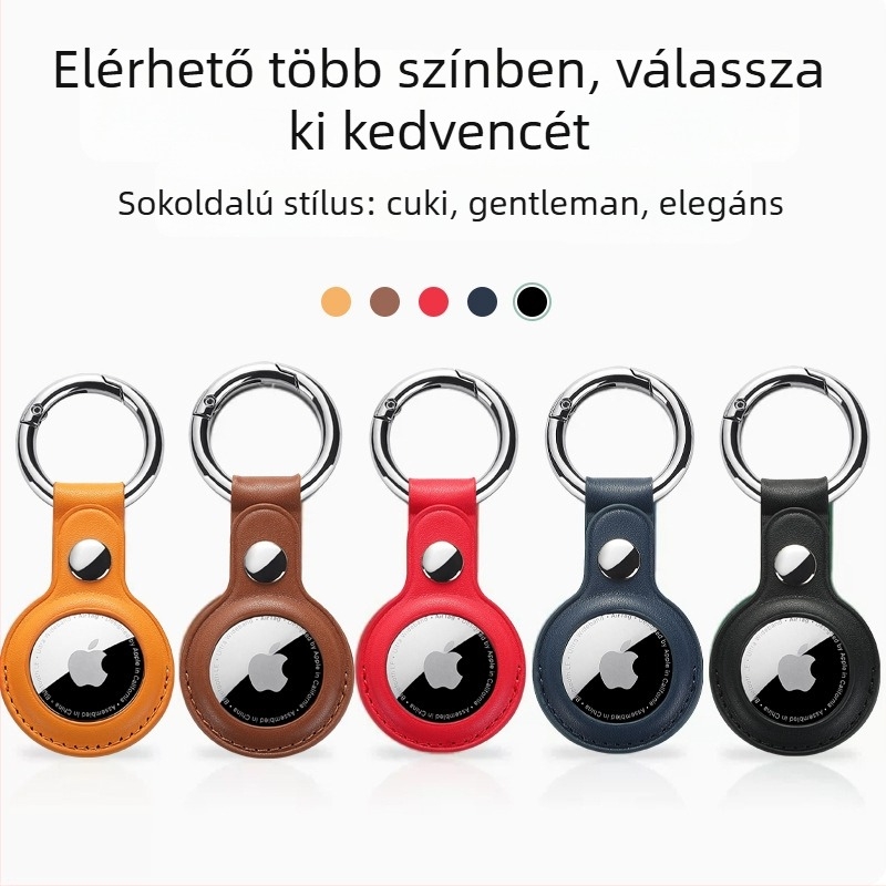 AirTag védőtok PU bőrrel, logó nyomtatás lehetőségével, egyetlen nyílásos kialakítás, testre szabható, kopásálló és ütésálló