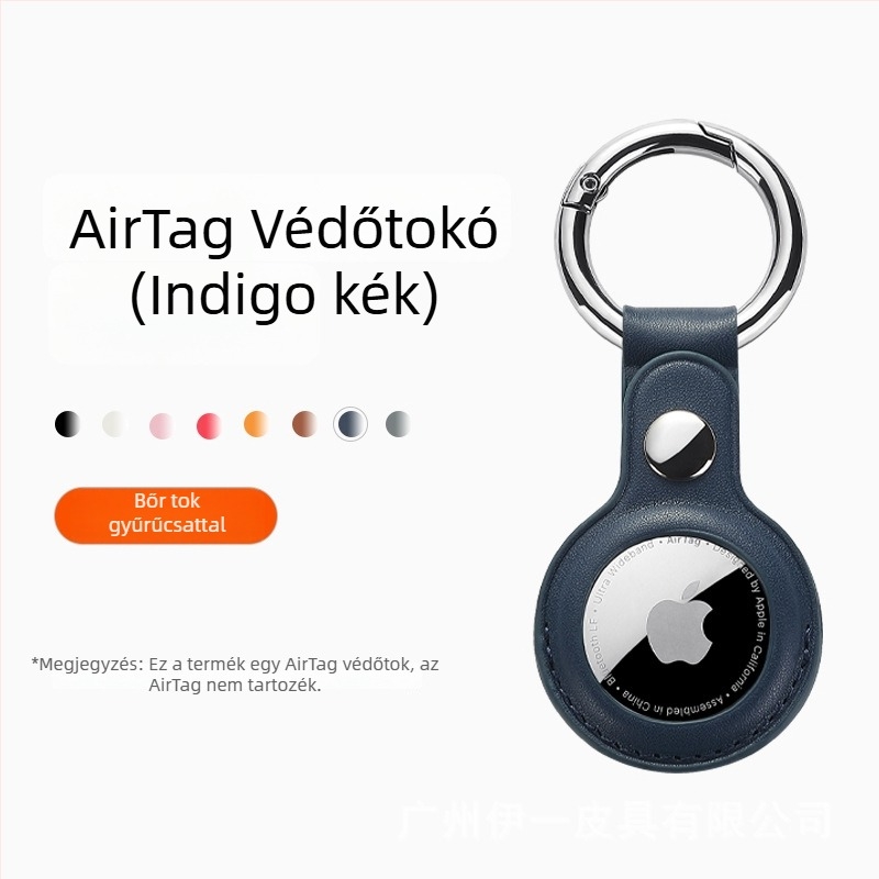 AirTag védőtok PU bőrrel, logó nyomtatás lehetőségével, egyetlen nyílásos kialakítás, testre szabható, kopásálló és ütésálló
