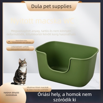 Integrált macskatál, félig zárt, extra-nagy méret, fröccsenés elleni védelem, megemelt kialakítás, kölyökkorú és felnőtt macskáknak megfelelő