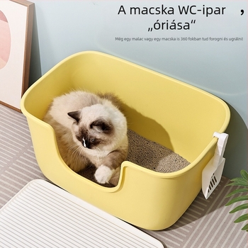 Integrált macskatál, félig zárt, extra-nagy méret, fröccsenés elleni védelem, megemelt kialakítás, kölyökkorú és felnőtt macskáknak megfelelő