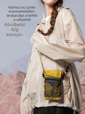 Uniszex nylon telefontáska — függőleges négyzet alakú, kapucsukós nyitás, belső nylon bélés, 2025 nyara, City-Fun stílus