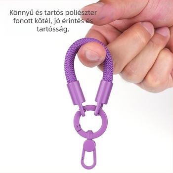 Mobiltelefon-lánc cinkötvözet és magas szilárdságú poliészter anyagból, szövött kivitel, poliészter zsinór és fémcsat, uniszex, logónyomás elérhető