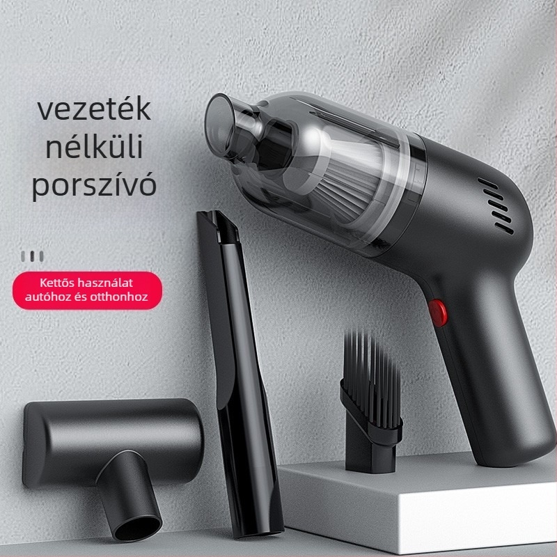Autó mini porszívó – vezeték nélküli, kézi, 9000Pa szívás, 7.4V, 120W, újratölthető
