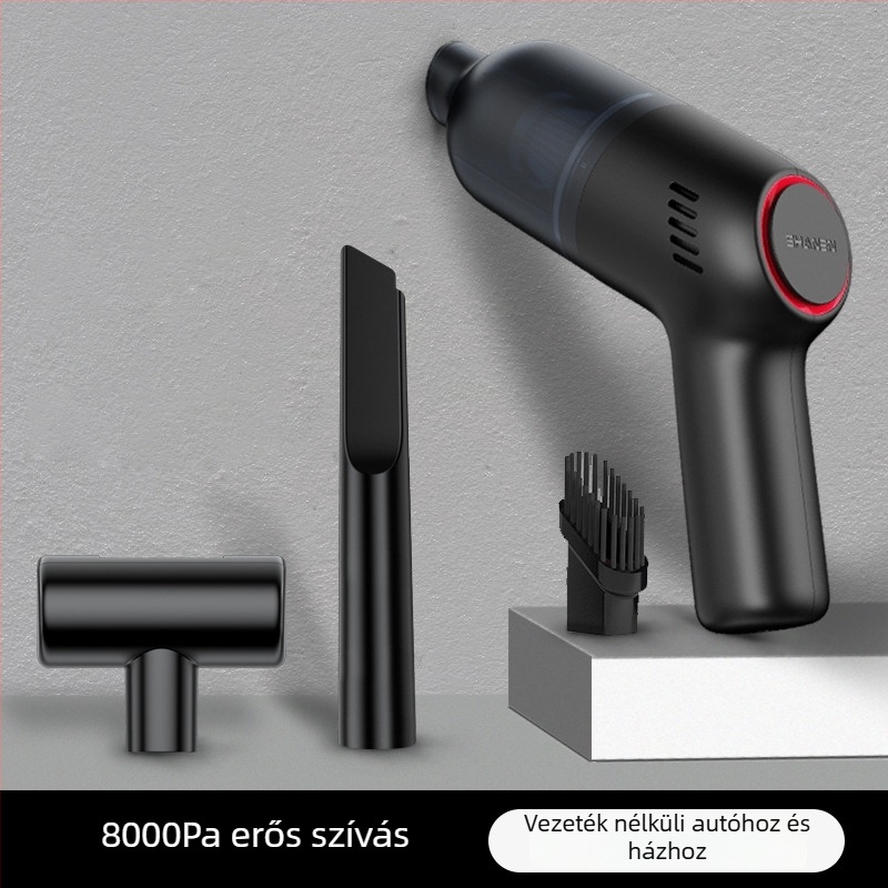 Autó mini porszívó – vezeték nélküli, kézi, 9000Pa szívás, 7.4V, 120W, újratölthető