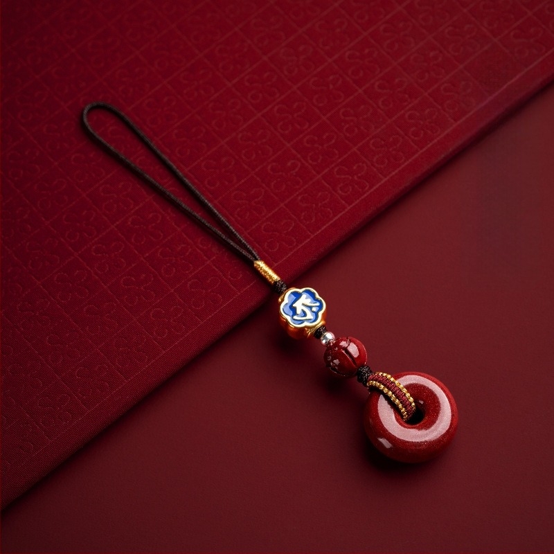 Cinnabar biztonsági amulett zodiákus jellel, telefonos lánccal és kulcstartóval