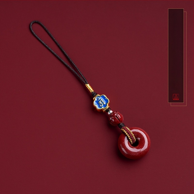Cinnabar biztonsági amulett zodiákus jellel, telefonos lánccal és kulcstartóval