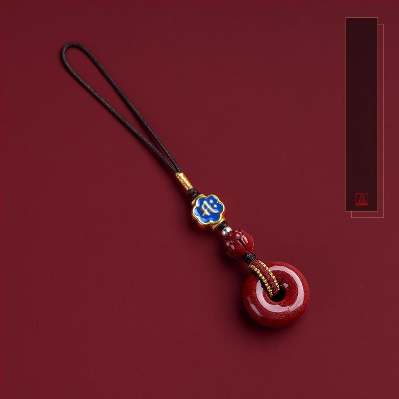 Cinnabar biztonsági amulett zodiákus jellel, telefonos lánccal és kulcstartóval