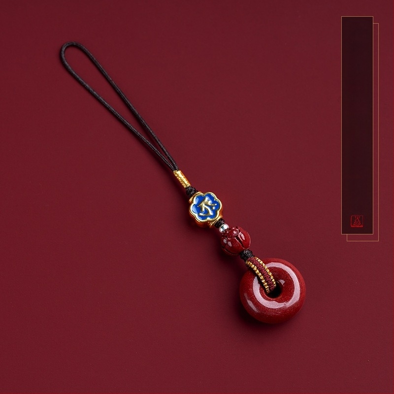 Cinnabar biztonsági amulett zodiákus jellel, telefonos lánccal és kulcstartóval
