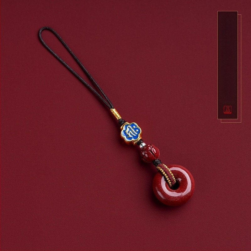 Cinnabar biztonsági amulett zodiákus jellel, telefonos lánccal és kulcstartóval
