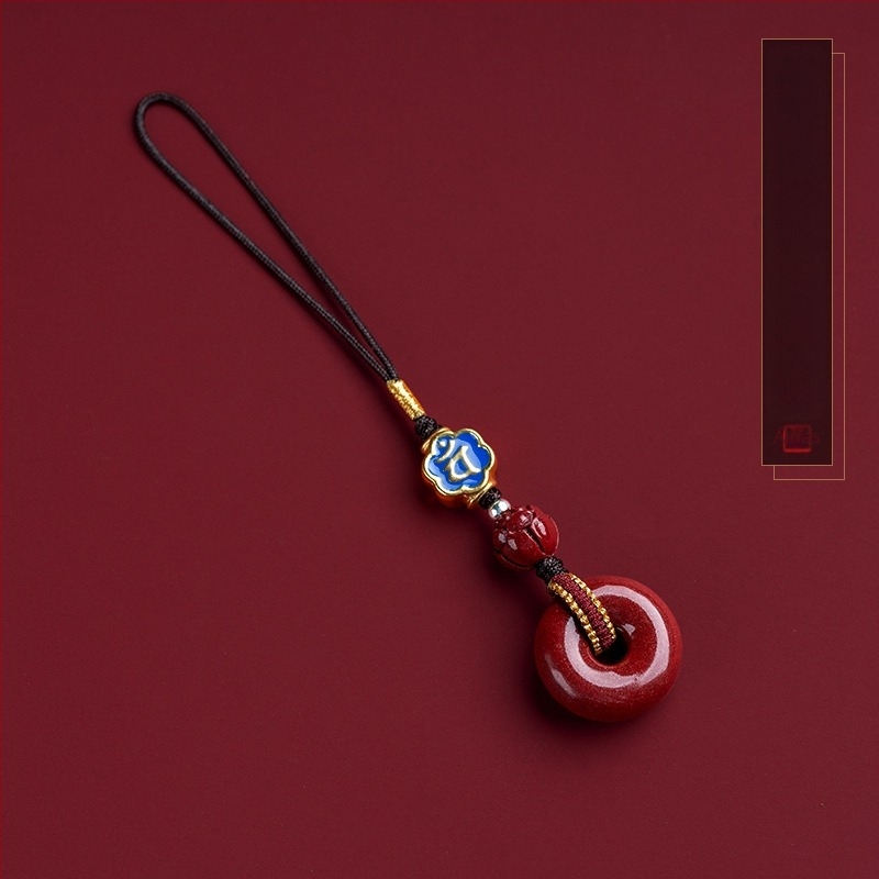 Cinnabar biztonsági amulett zodiákus jellel, telefonos lánccal és kulcstartóval