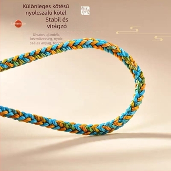 Kézzel kötött retro telefonzsinór Wenchang csomóval, zodiákus mintázat, kulcstartó medállal