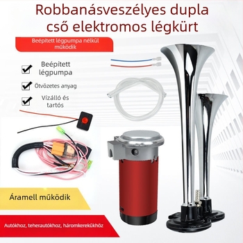Légkürt teherautókhoz és tengeri járművekhez, 12/24V, nagy hangerő, légpumpával