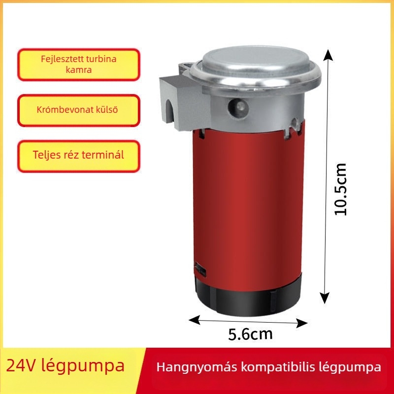 Légkürt teherautókhoz és tengeri járművekhez, 12/24V, nagy hangerő, légpumpával